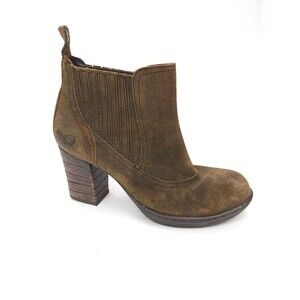 Born Women's Chelsea Heel Boots Size 7.5 Rust Tobacco Brown Suede Distressed